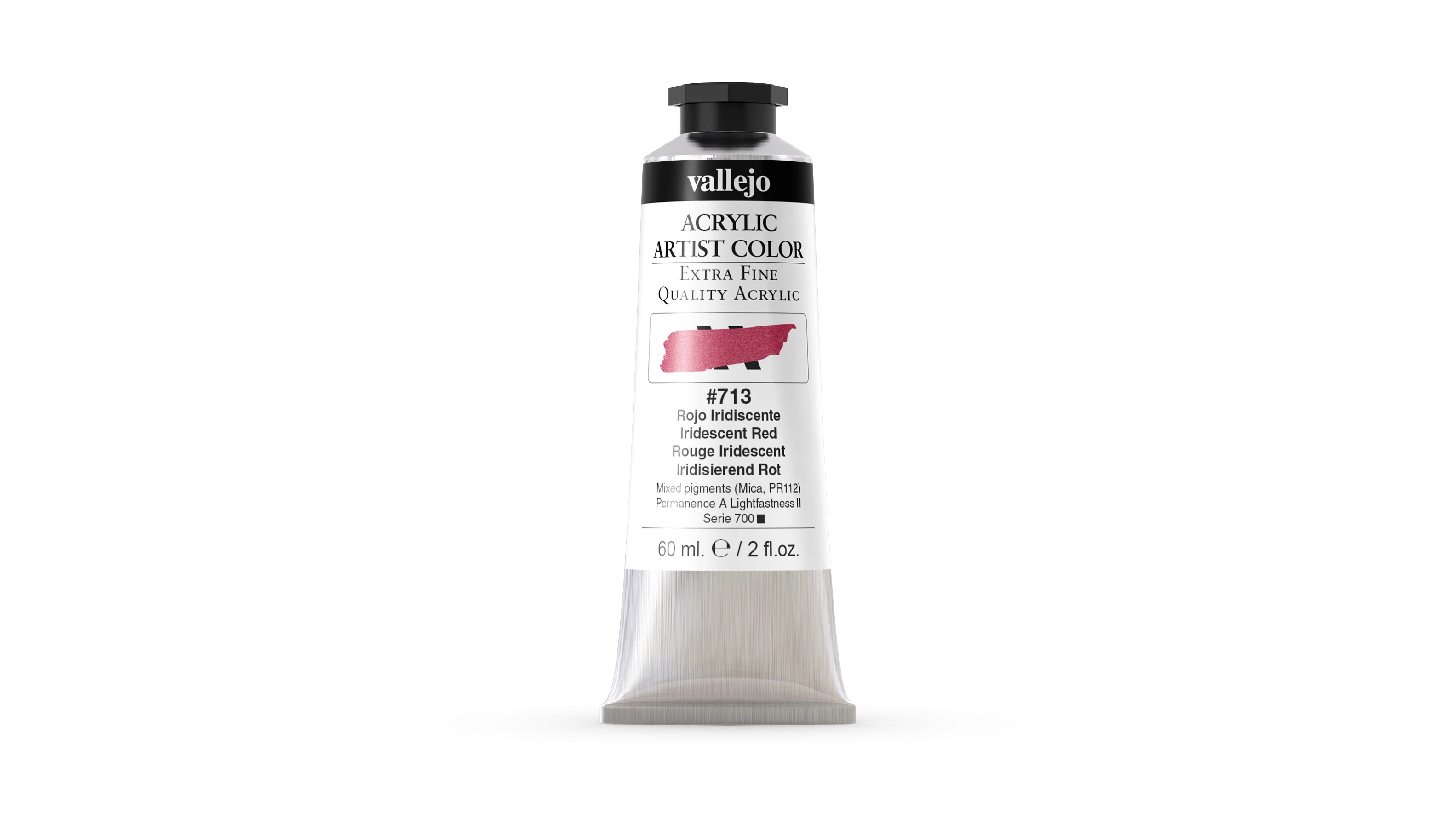 Acrílico Artist Vallejo 713 Rojo Iridiscente 60 ml.