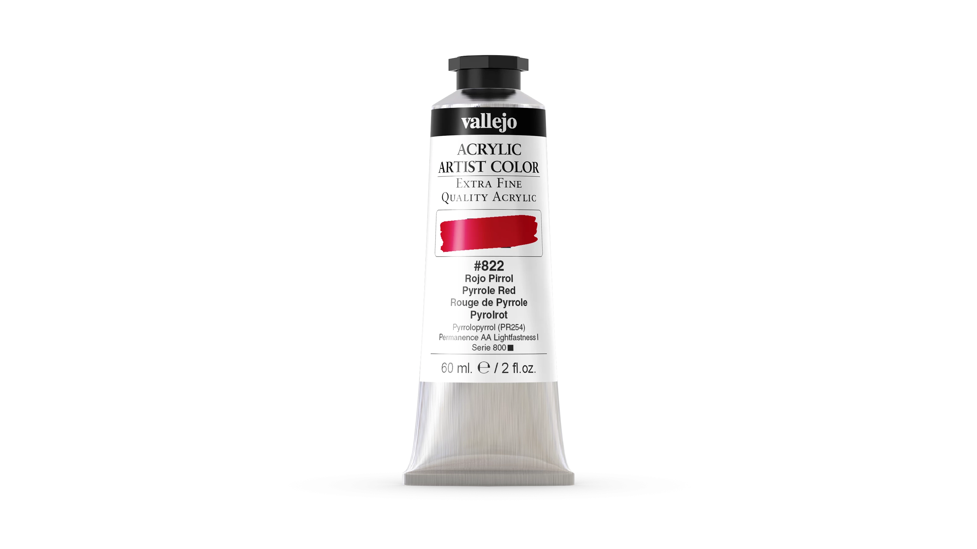 Acrílico Artist Vallejo 822 Rojo Pirrol 60 ml.