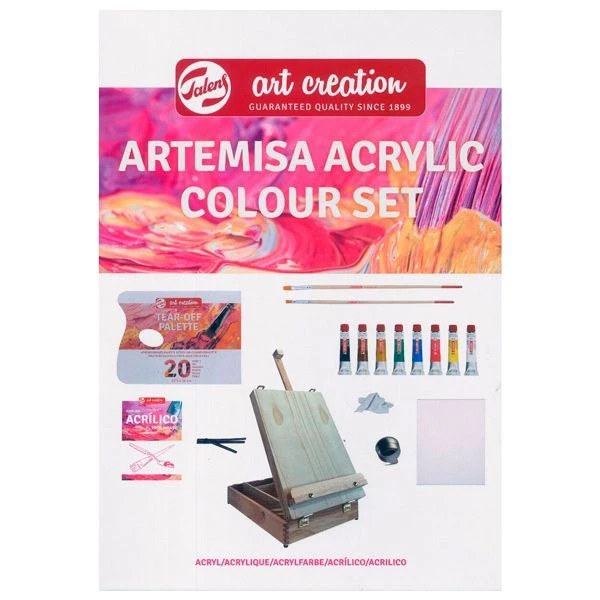 Art Creation Acrylics Set 12 Farben + Staffelei + Zubehör Callisto Talens