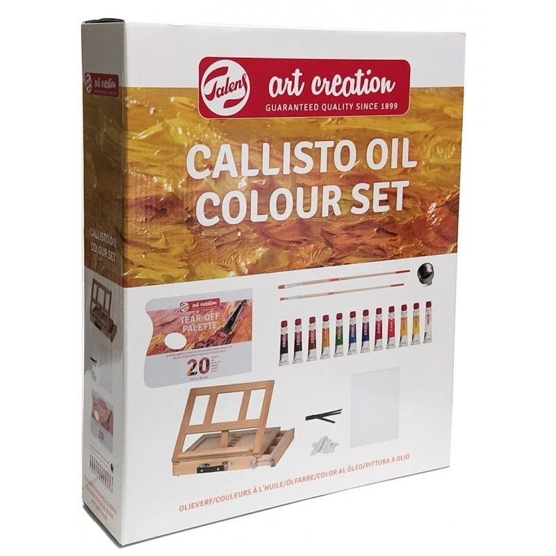 Art Creation Set of Acrylics 12 colors + Easel + Accessories Callisto Talens