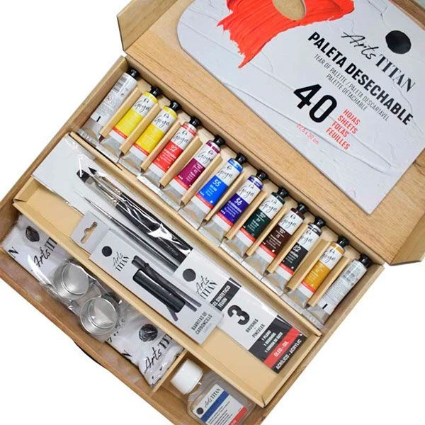 CAJA CARTON OLEO TITAN GOYA 12 TUBOS 20 ML + ACCESORIOS