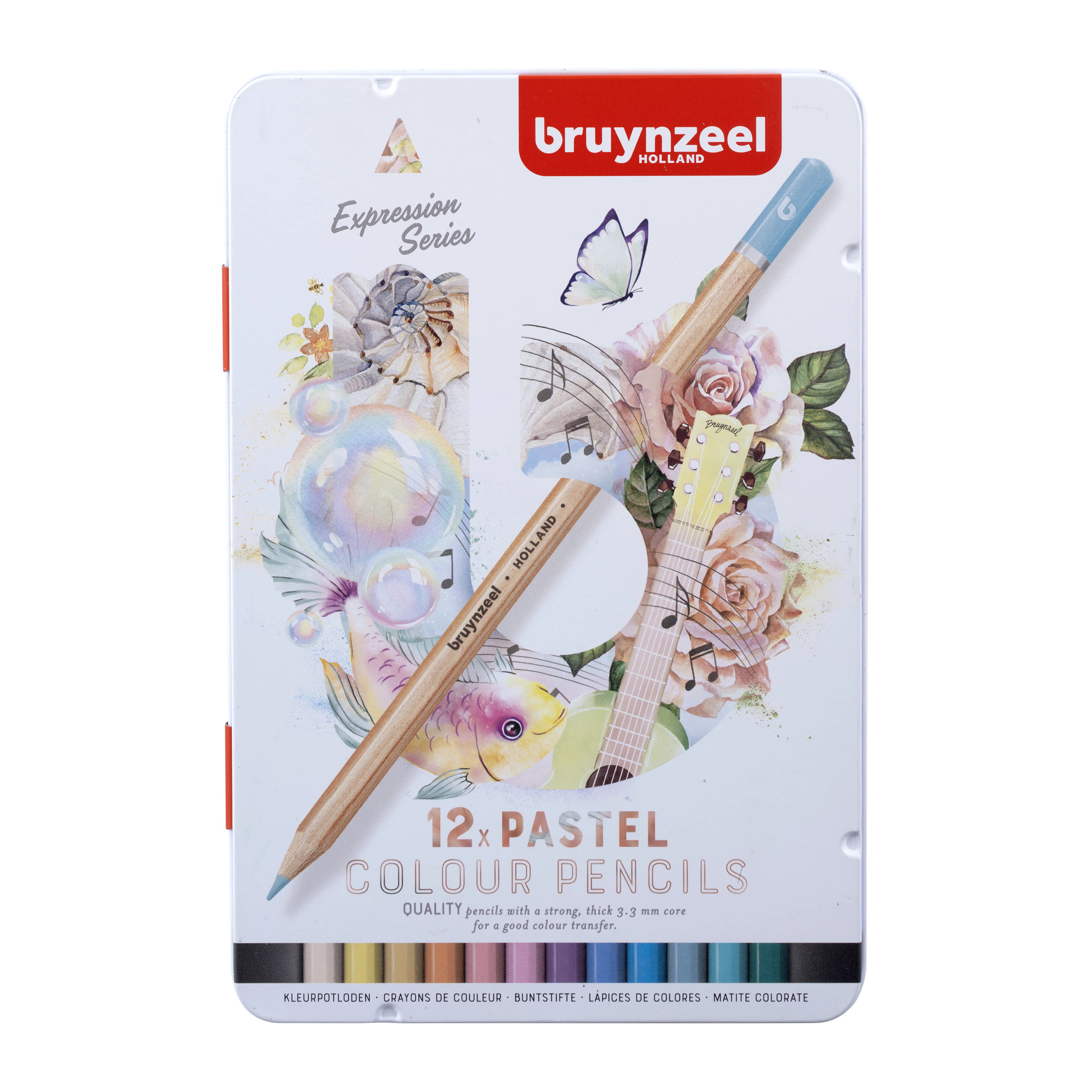 Estuche metálico de Lápices de colores Bruynzeel Expression tonos pastel de 12 artículos 