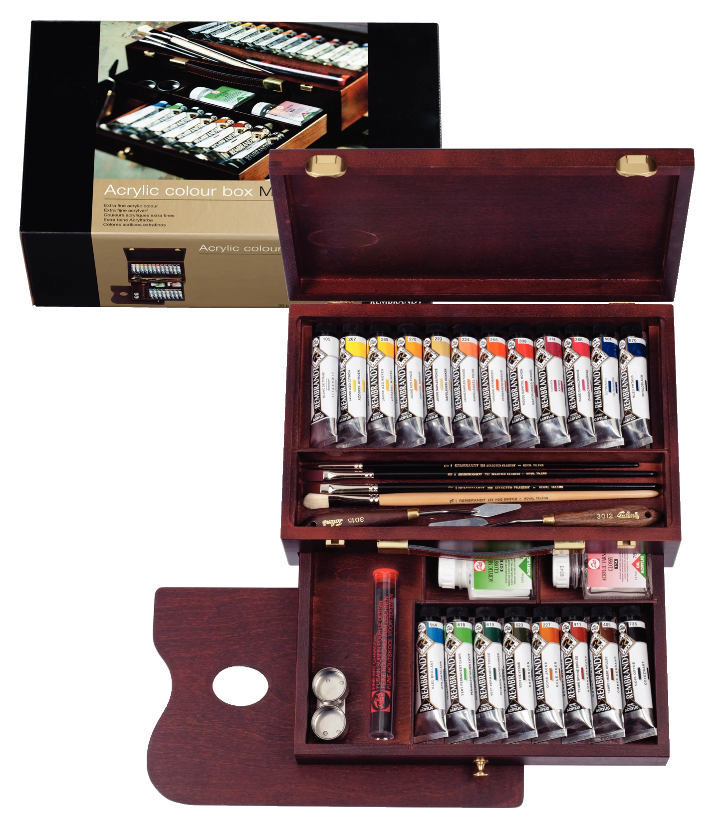 Rembrandt Professional Rac Acrylics Wood Box 15 Tubes x 40ml