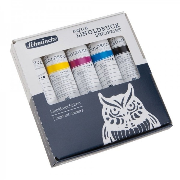 Schmincke Linocut Set Aqua Linoldruck Linen Print 82710 5 x 20ml