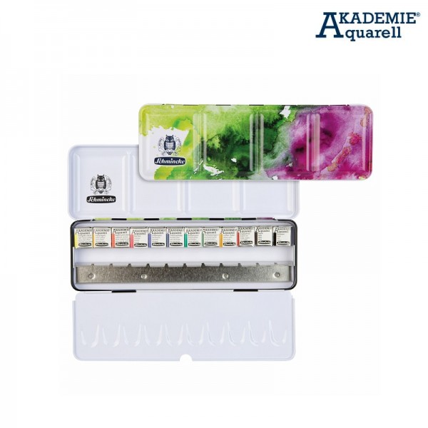 Schmincke Watercolor Box Akademie Aquarell 75758 12 x 1/2 Godet