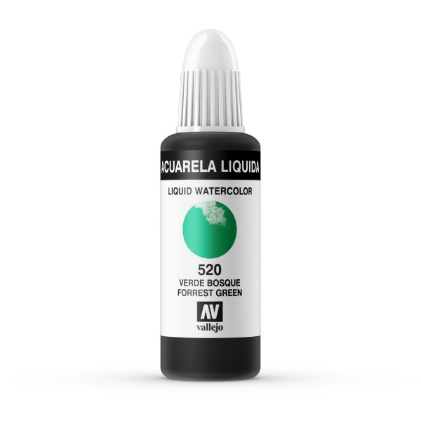 Vallejo Liquid Watercolor 32ml Number 520 Color Forest Green