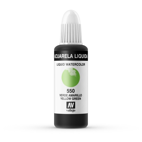 Acuarela Líquida Vallejo 32ml Número 550 Color Verde Amarillo