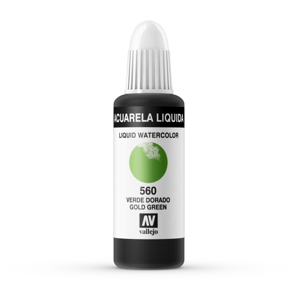 Acuarela Líquida Vallejo 32ml Número 560 Color Verde Dorado