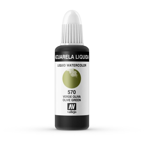 Acuarela Líquida Vallejo 32ml Número 570 Color Verde Oliva