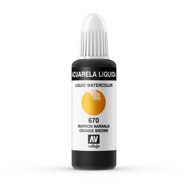 Acuarela Líquida Vallejo 32ml Número 670 Color Marrón Naranja