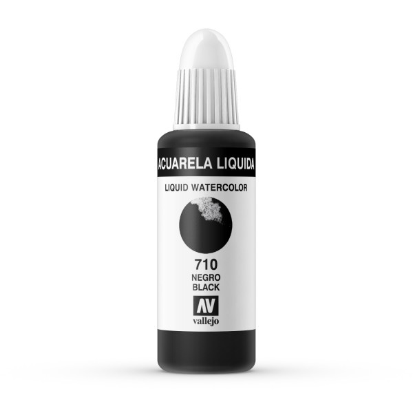 Acuarela Líquida Vallejo 32ml Número 710 Color Negro