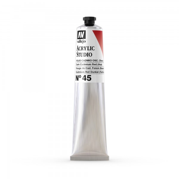 Acrylic Studio Vallejo Tube 58ml Anzahl 45 Farbe Dunkel Kadmium Rot