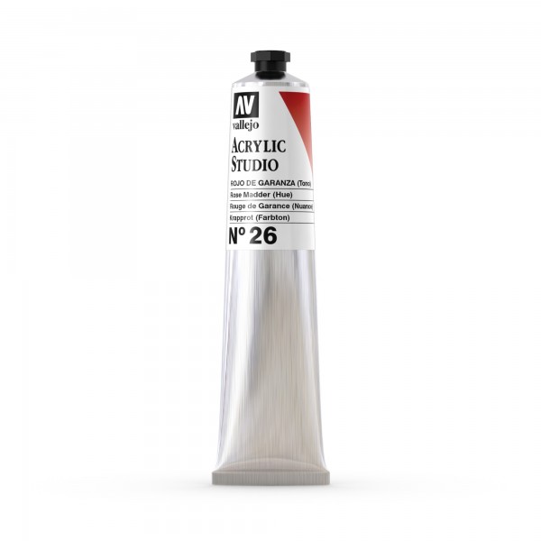 Acrylic Studio Vallejo Tube 58ml Number 26 Color Garanza Red