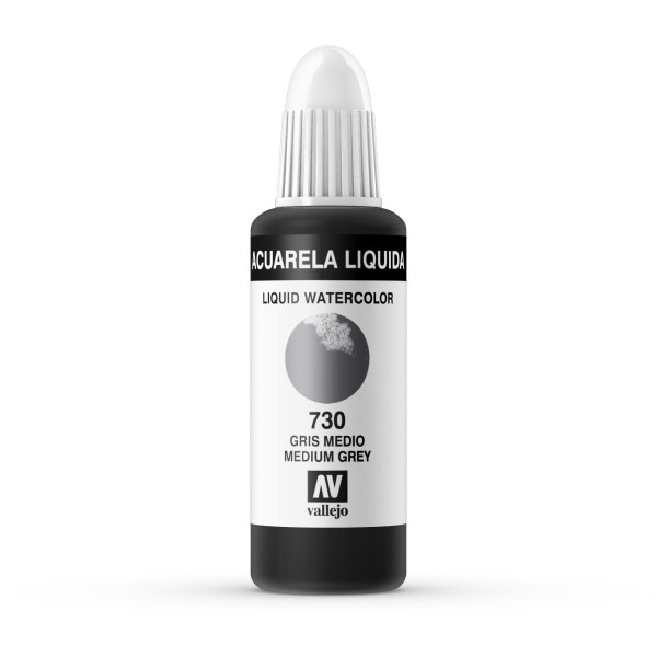 Acuarela Líquida Vallejo 32ml Número 730 Color Gris Medio