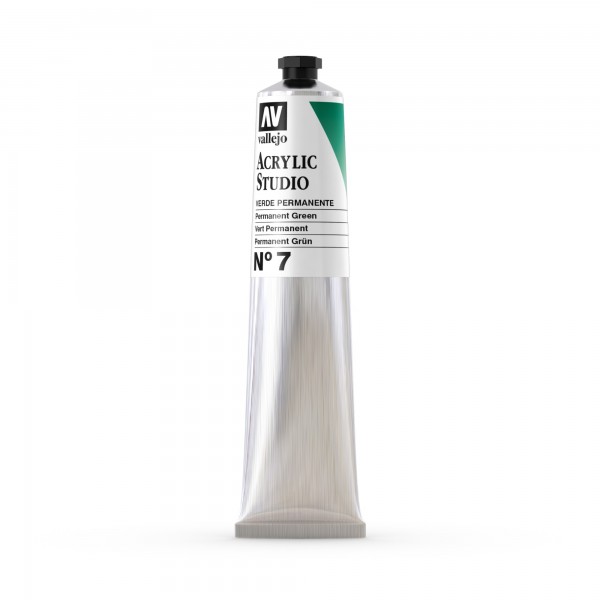 Acrylic Studio Vallejo Tube 58ml Number 7 Color Permanent Green