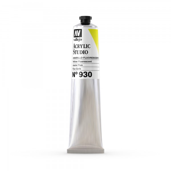 Acrylic Studio Vallejo Tube 58ml Number 930 Color Flurorescent Yellow