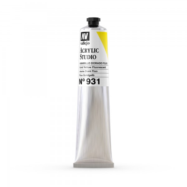 Acrylic Studio Vallejo Tube 58ml Number 931 Color Fluorine Golden Yellow