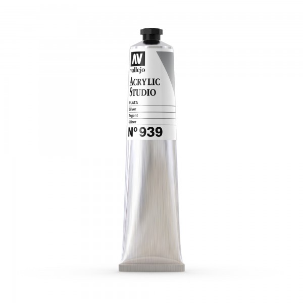 Acrylic Studio Vallejo Tube 58ml Nummer 939 Farbe Silber