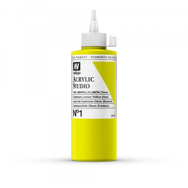 Acrylic Studio Vallejo 200ml Número 1 Color Amarillo Cadmio Limón