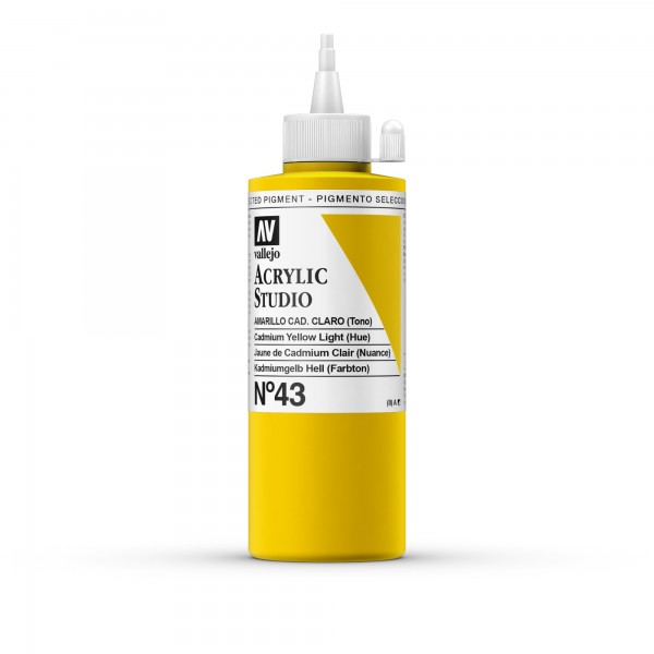 Acrylic Studio Vallejo 200ml Number 43 Color Light Cadmium Yellow