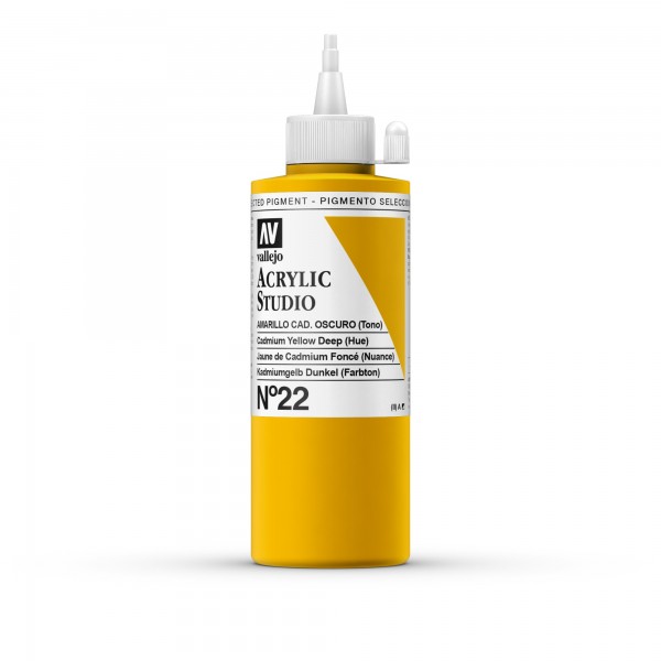 Acrylic Studio Vallejo 200ml Number 22 Color Dark Cadmium Yellow