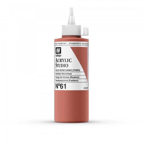 Acrylic Studio Vallejo 200ml Número 61 Color Rojo Veneciano