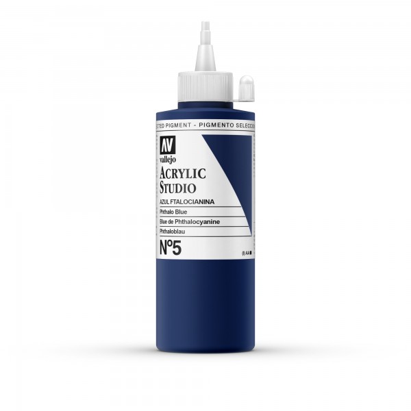 Acrylic Studio Vallejo 200ml Number 5 Color Phthalo Blue