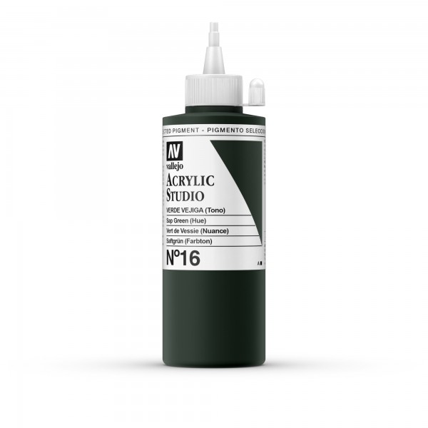 Acrylic Studio Vallejo 200ml Número 16 Color Verde Vejiga