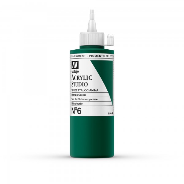 Acrylic Studio Vallejo 200ml Number 6 Color Phthalo Green