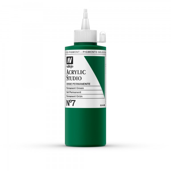 Acrylic Studio Vallejo 200ml Number 7 Color Permanent Green