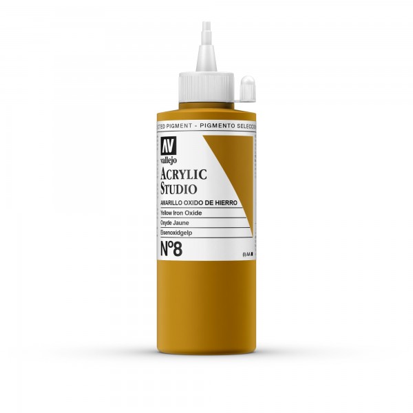 Acrylic Studio Vallejo 200ml Number 8 Color Iron Oxide Yellow
