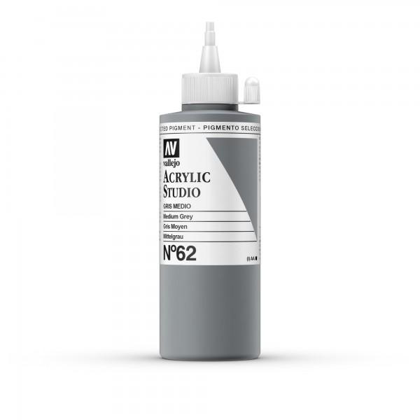 Acrylic Studio Vallejo 200ml Number 62 Color Medium Gray