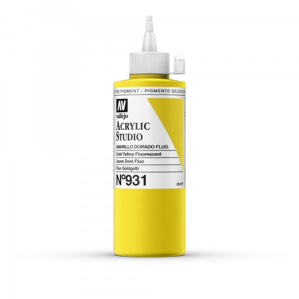 Acrylic Studio Vallejo 200ml Number 931 Color Fluorescent Golden Yellow