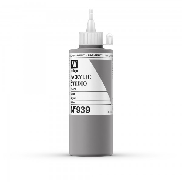 Acrylic Studio Vallejo 200ml Number 939 Color Silver