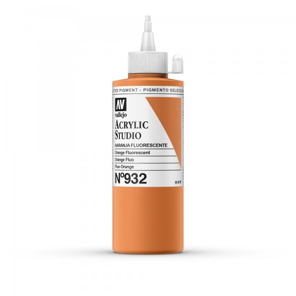 Acrylic Studio Vallejo 200ml Número 932 Color Naranja Fluorescente