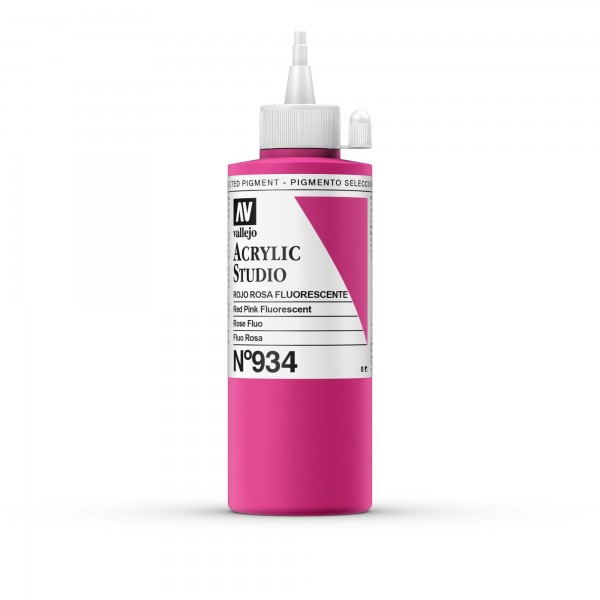 Acrylic Studio Vallejo 200ml Número 934 Color Rojo Rosa Fluorescente