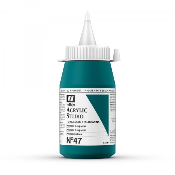 Acrylic Studio Vallejo 500ml Number 47 Color Phthalo Turquoise