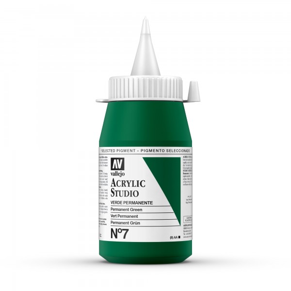 Acrylic Studio Vallejo 500ml Número 7 Color Verde Permanente