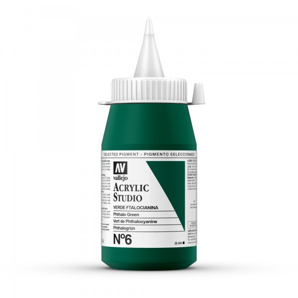 Acrylic Studio Vallejo 500ml Número 6 Color Verde Ftalo