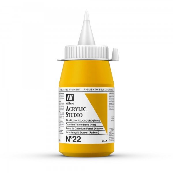 Acrylic Studio Vallejo 500ml Número 22 Color Amarillo Cadmio Oscuro