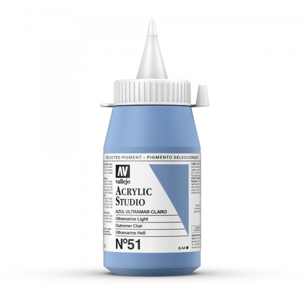 Acrylic Studio Vallejo 500ml Number 51 Color Light Ultramarine Blue