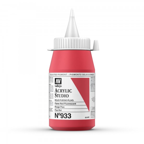 Acrylic Studio Vallejo 500ml Number 933 Color Fluorescent Fire Red