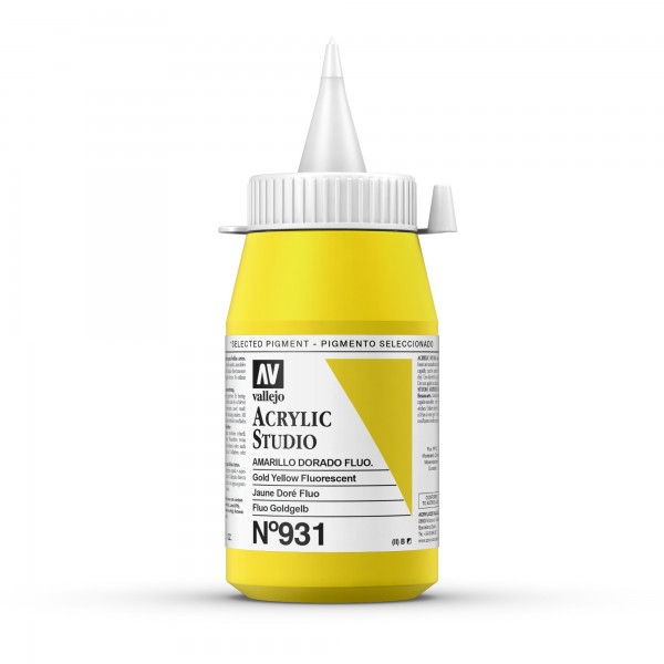 Acrylic Studio Vallejo 500ml Número 931 Color Amarillo Dorado Flúor