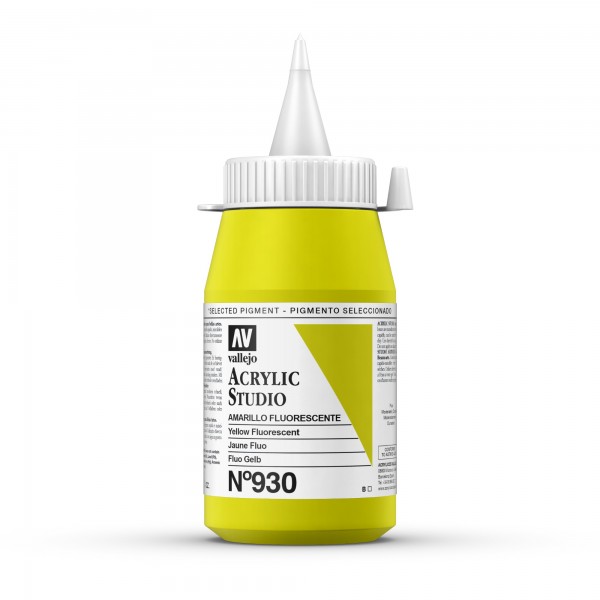 Acrylic Studio Vallejo 500ml Número 930 Color Amarillo Fluorescente