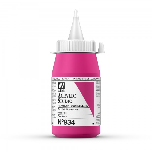 Acrylic Studio Vallejo 500ml Número 934 Color Rojo Rosa Fluorescente