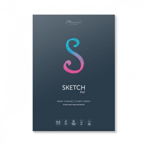 Phoenix Arts Sketch Pad 100gr A4 60 Sheets Medium Grain