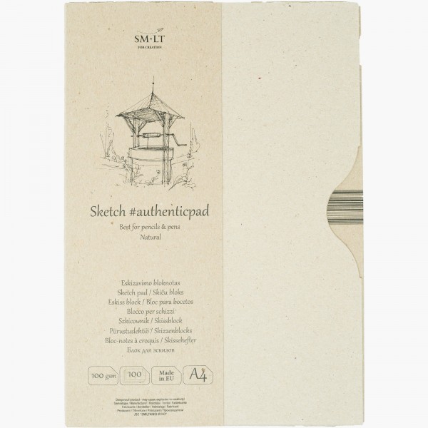 Smlt Art Skizzenblock im Sketch authenticpad Etui 100gr- A4 100 Blätter