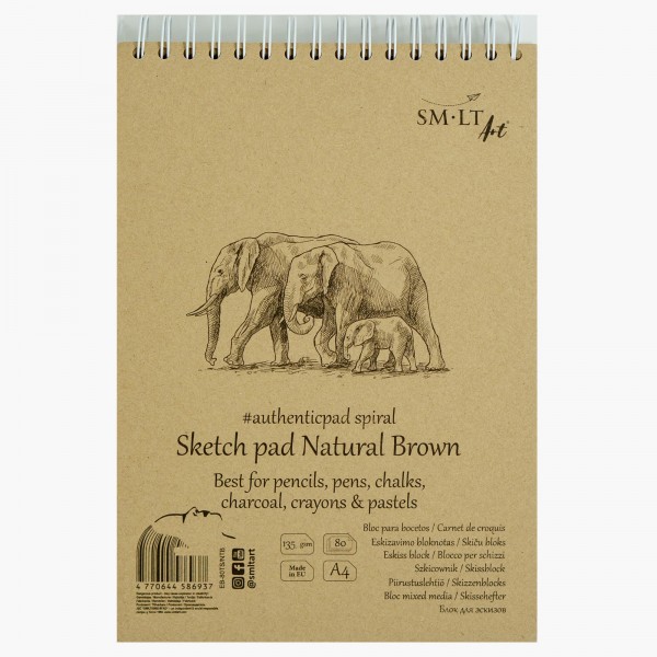 Smlt Art Skizzenblock Naturbraun authenticpac 135gr A4 80 Blatt