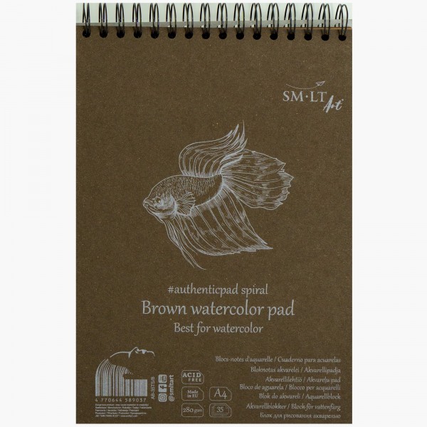 Smlt Art Aquarellblock Authenticpad Braunes Papier 280gr A4 35 Blätter