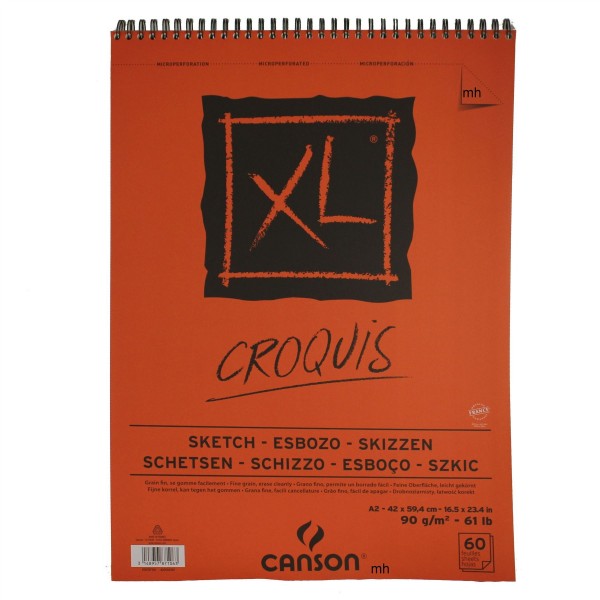 Canson Bloc XL Croquis 90gr A2 60 Hojas Microperforado